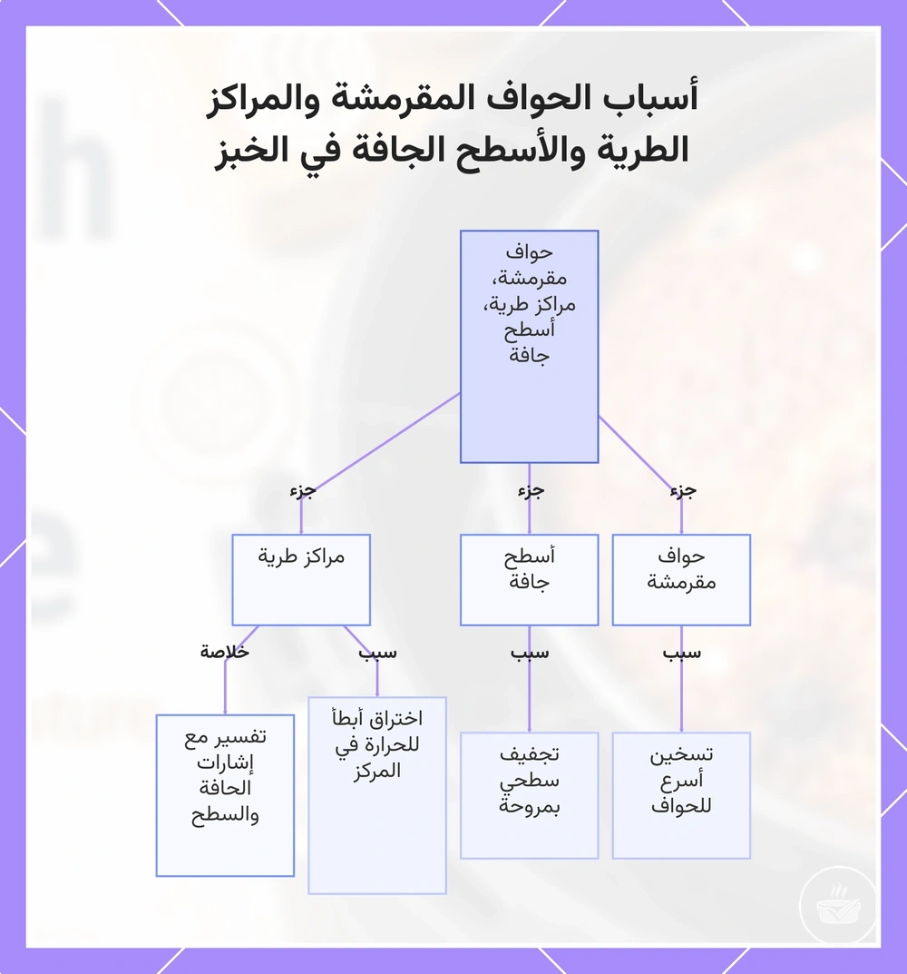 أسباب الحواف المقرمشة والمراكز الطرية والأسطح الجافة في الخبز