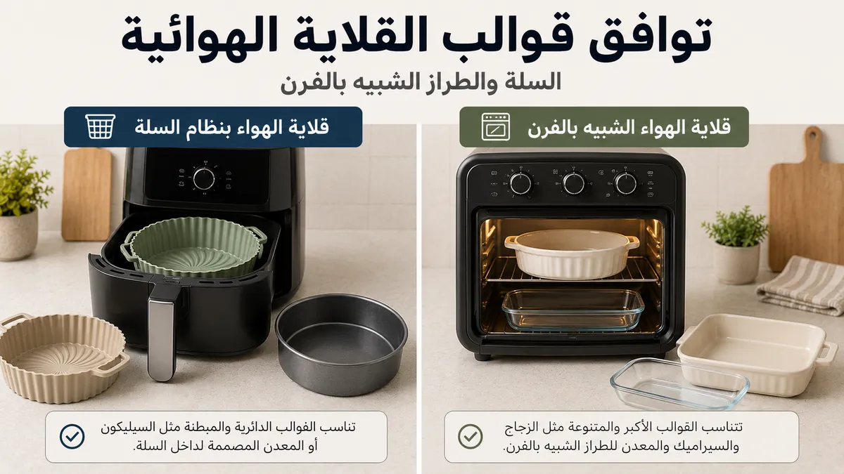 أمثلة لقوالب تناسب القلايات الهوائية ذات السلة والطرازات الشبيهة بالفرن.