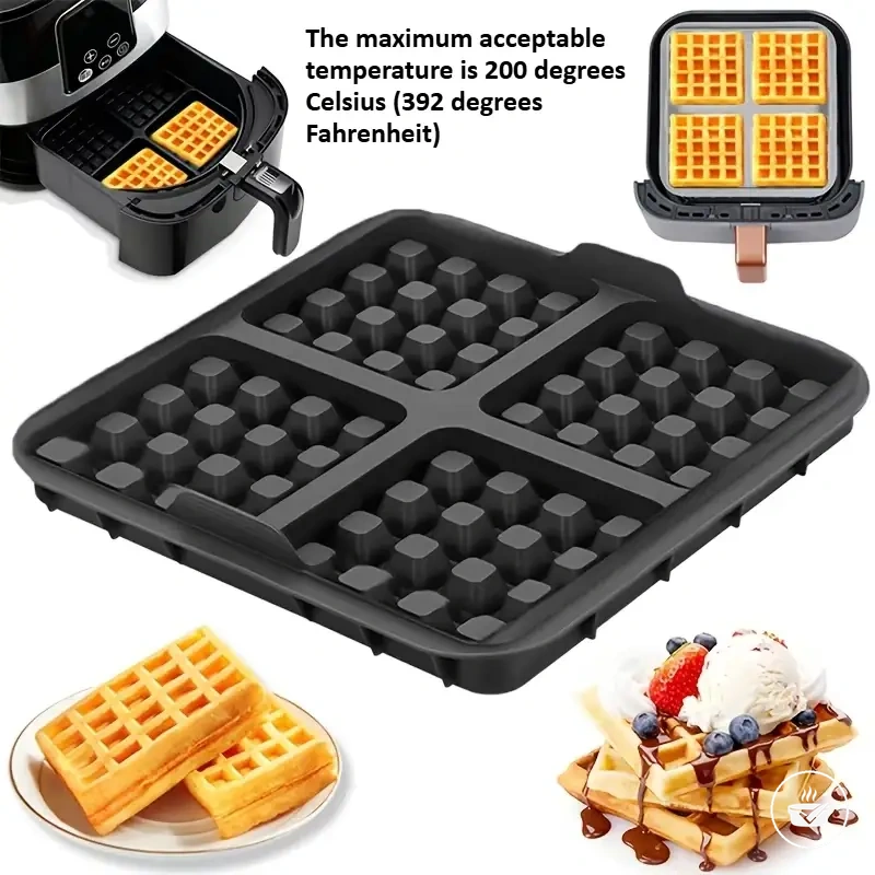 Quadratische antihaftbeschichtete Waffelform für Heißluftfritteusen mit 4-7-QT-Körben.