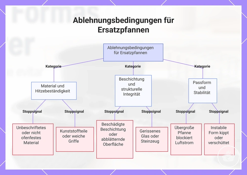 Ablehnungsbedingungen für Ersatzpfannen
