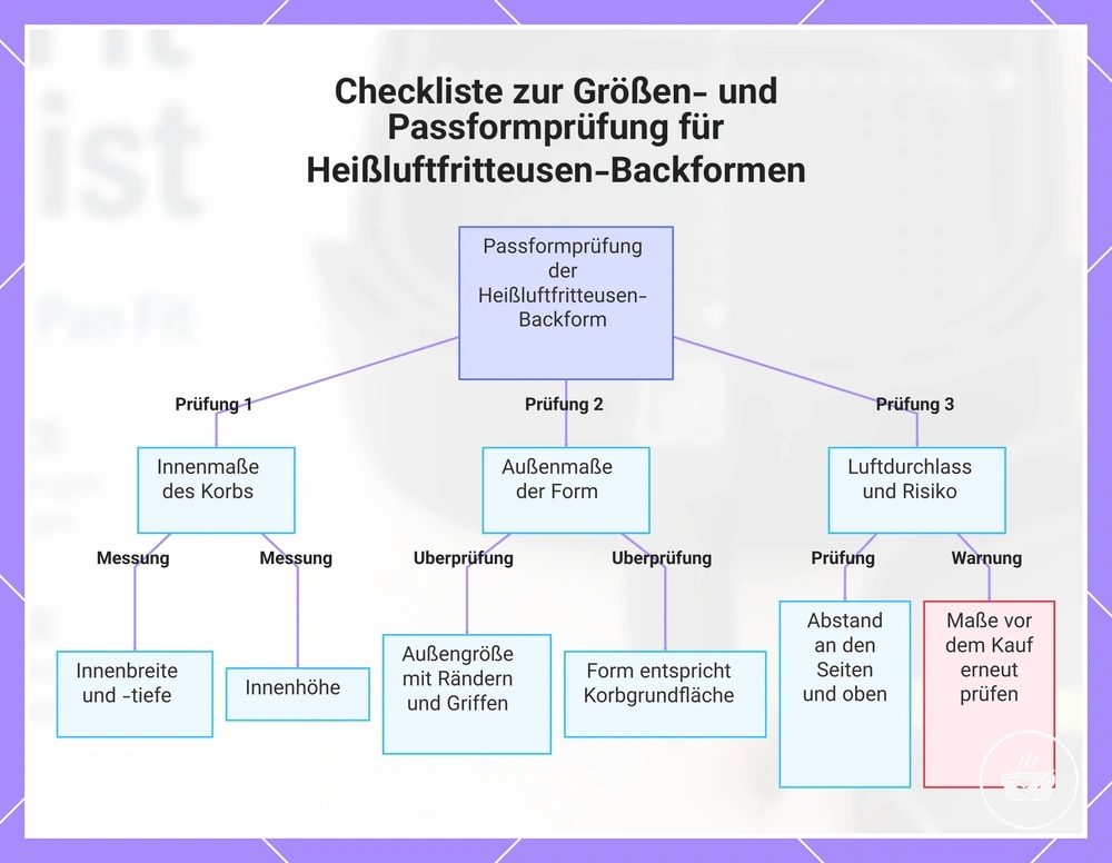 Checkliste zur Größen- und Passformprüfung für Heißluftfritteusen-Backformen