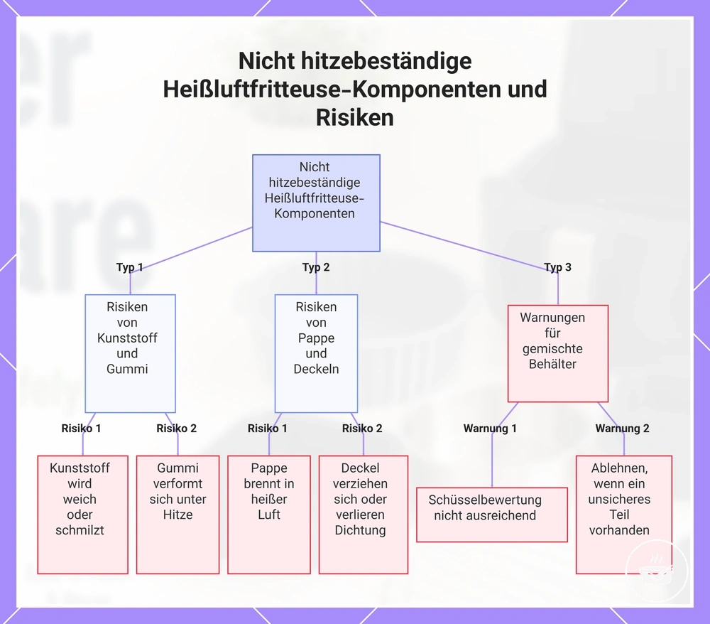 Nicht hitzebeständige Heißluftfritteuse-Komponenten und Risiken