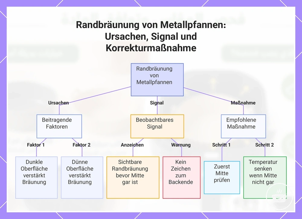 Randbräunung von Metallpfannen: Ursachen, Signal und Korrekturmaßnahme
