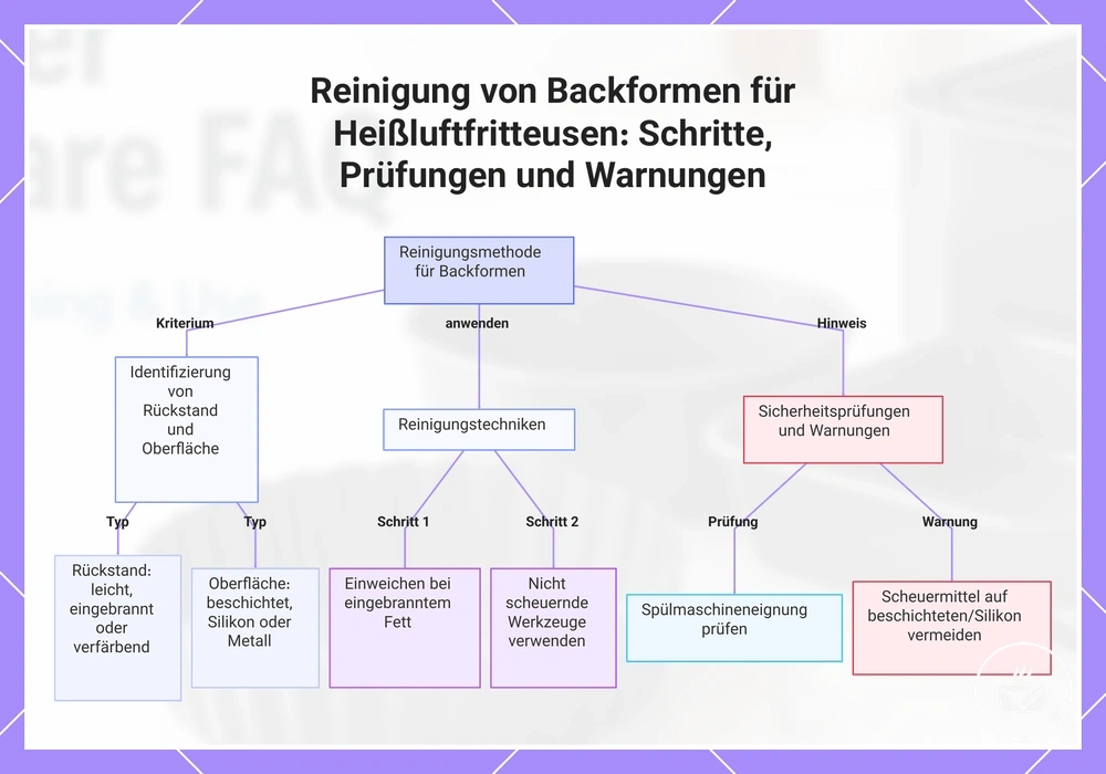 Reinigung von Backformen für Heißluftfritteusen: Schritte, Prüfungen und Warnungen