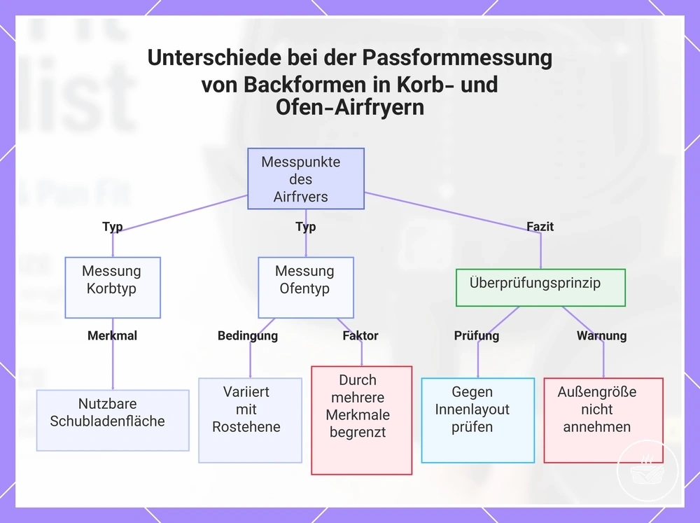 Unterschiede bei der Passformmessung von Backformen in Korb- und Ofen-Airfryern