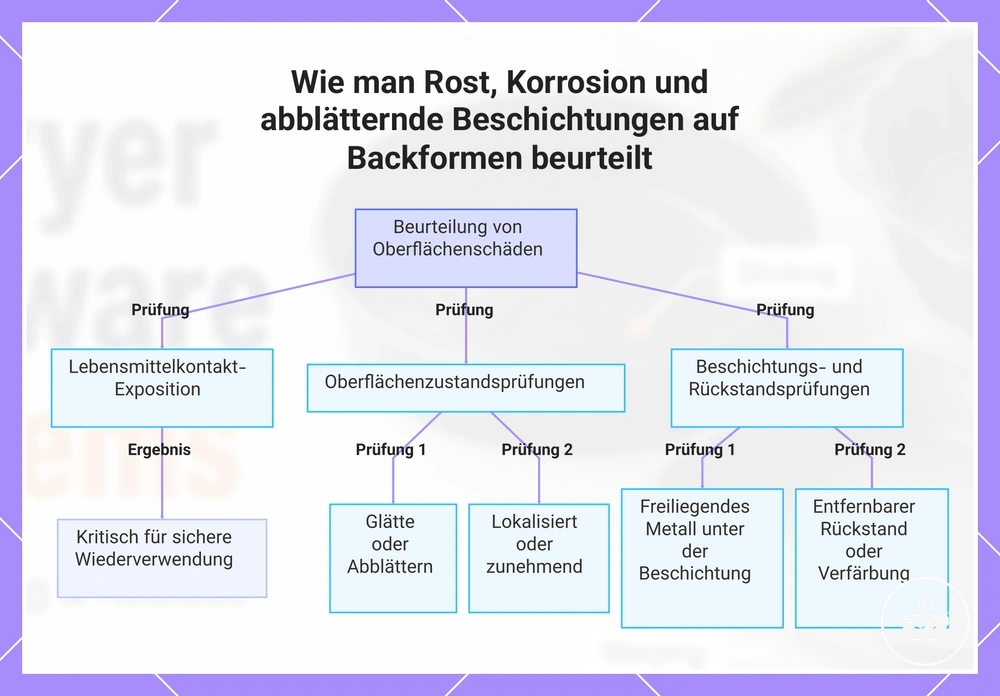 Wie man Rost, Korrosion und abblätternde Beschichtungen auf Backformen beurteilt