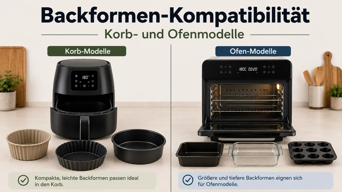 Beispiele für Backformen, die in Korb- und Ofen-Heißluftfritteusen passen.