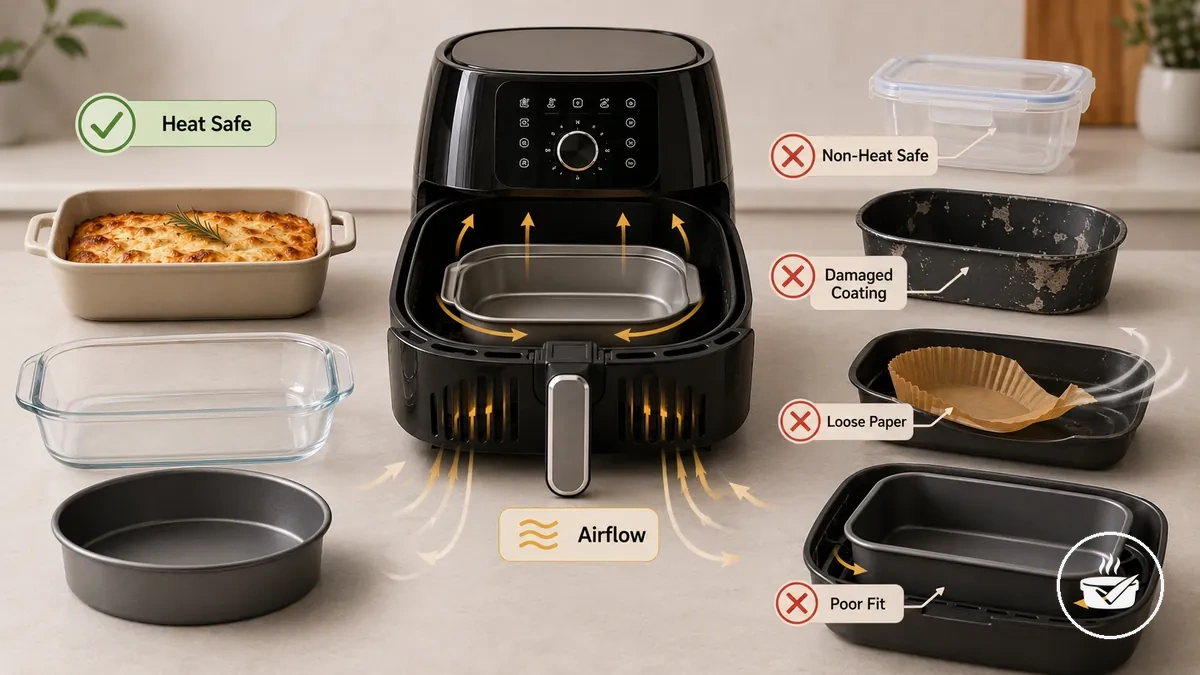 Containers that should not be used in an air fryer