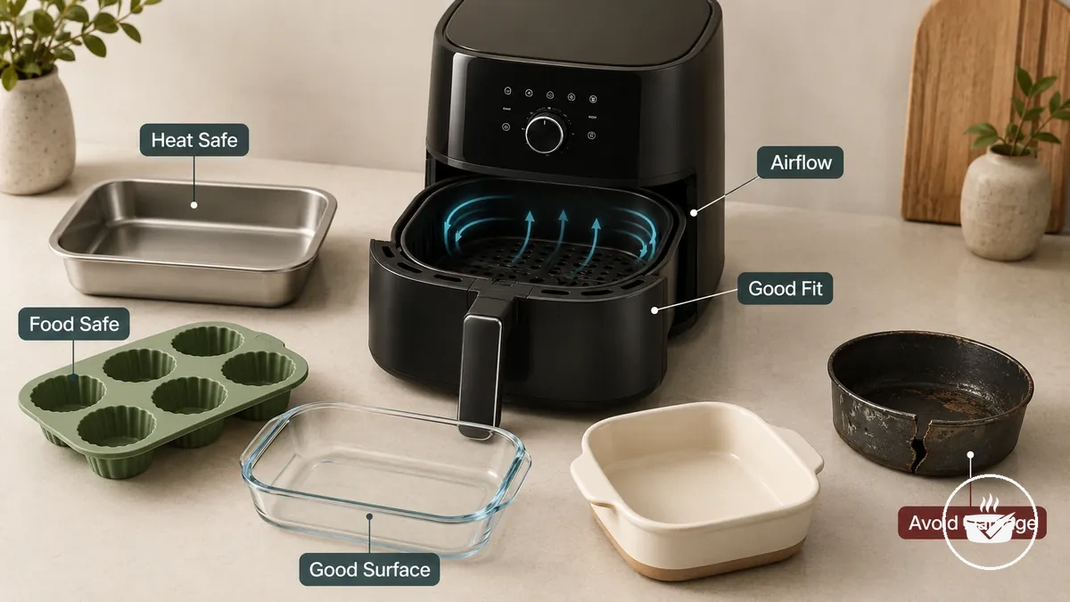 Suitable bakeware categories for use in an air fryer