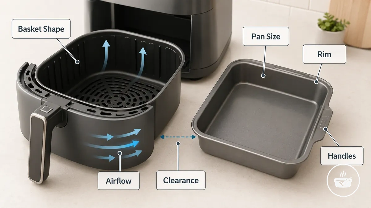 Key fit factors that affect usable air fryer bakeware size