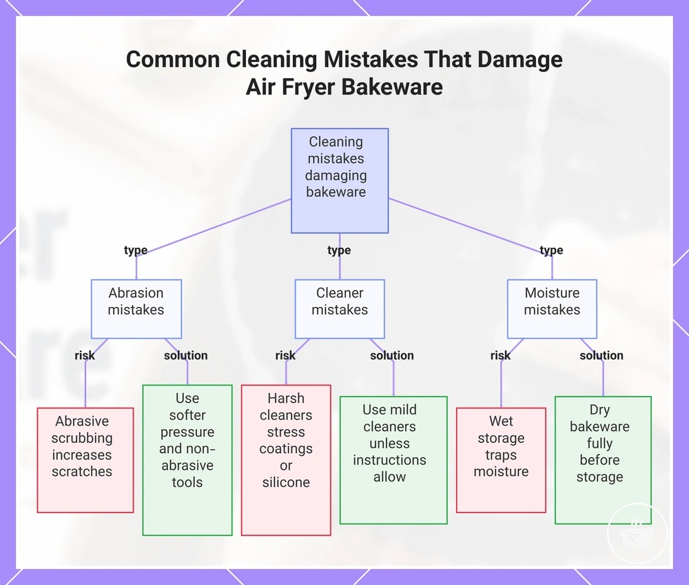 Common Cleaning Mistakes That Damage Air Fryer Bakeware