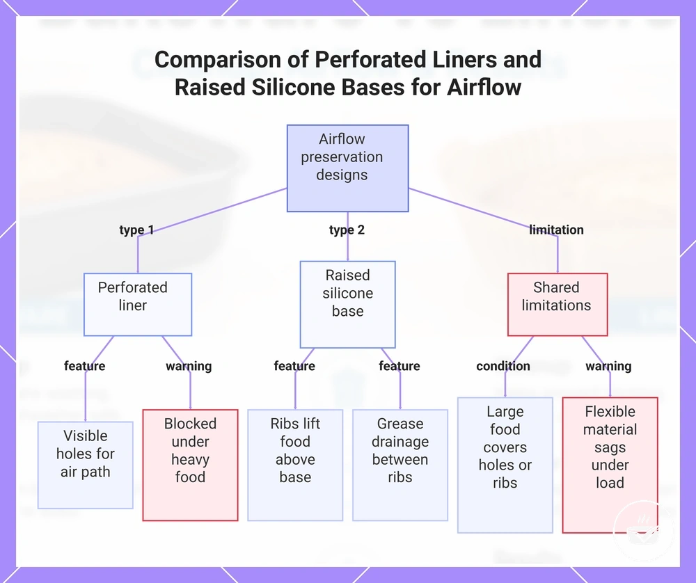 Comparison of Perforated Liners and Raised Silicone Bases for Airflow