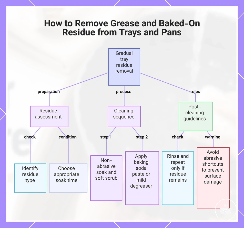 How to Remove Grease and Baked-On Residue from Trays and Pans