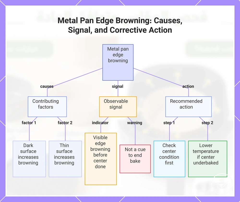 Metal Pan Edge Browning: Causes, Signal, and Corrective Action