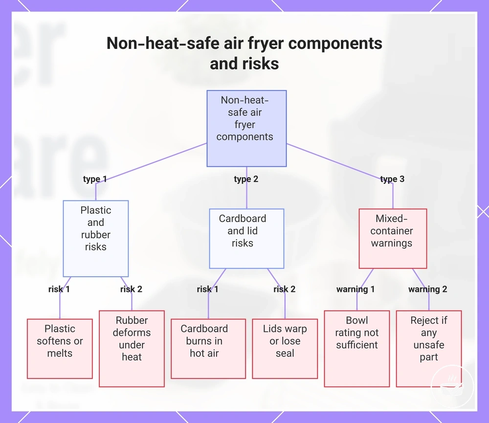 Non-heat-safe air fryer components and risks