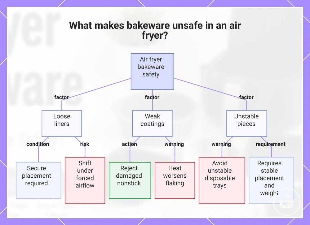 What makes bakeware unsafe in an air fryer?