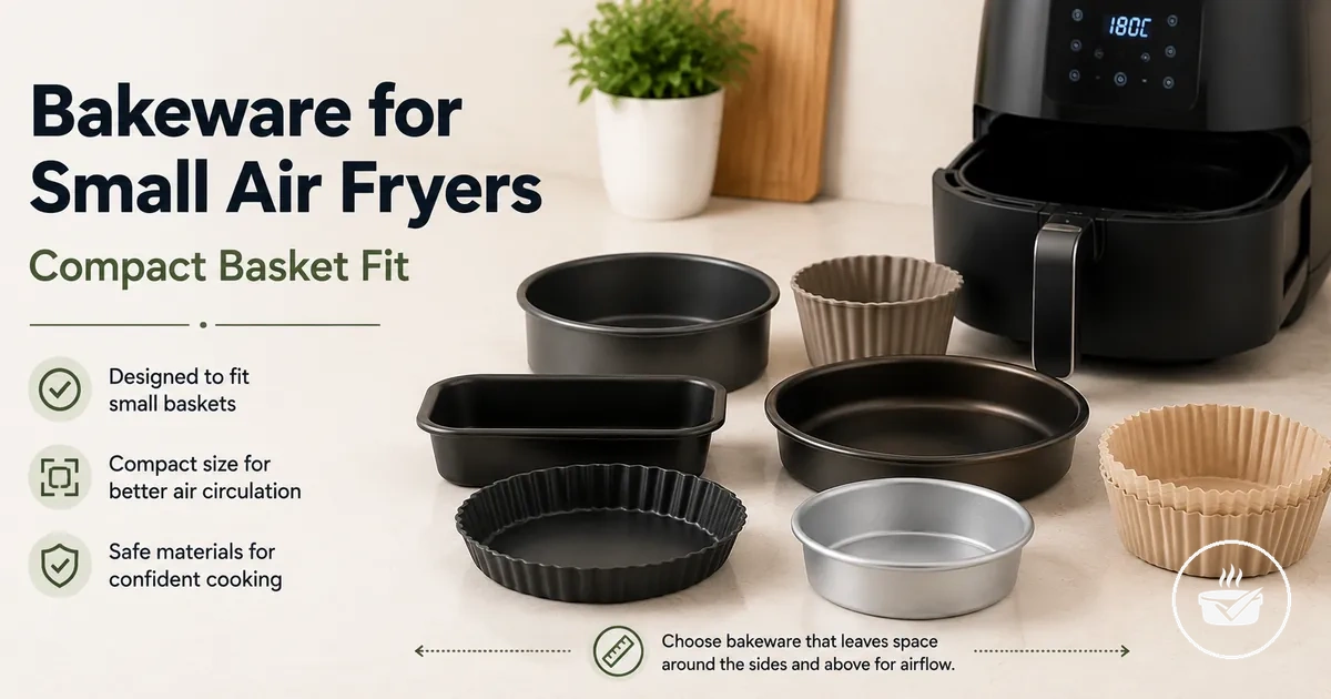 Air fryer bakeware set with useful pans, cups, racks, and baking accessories.
