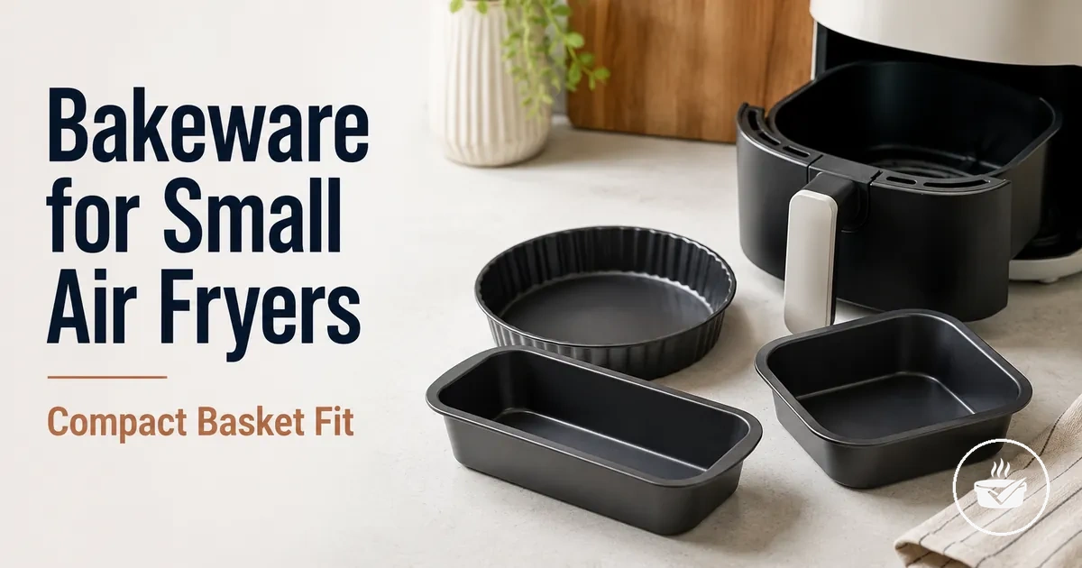 Compact air fryer bakeware pieces sized for small air fryer baskets.