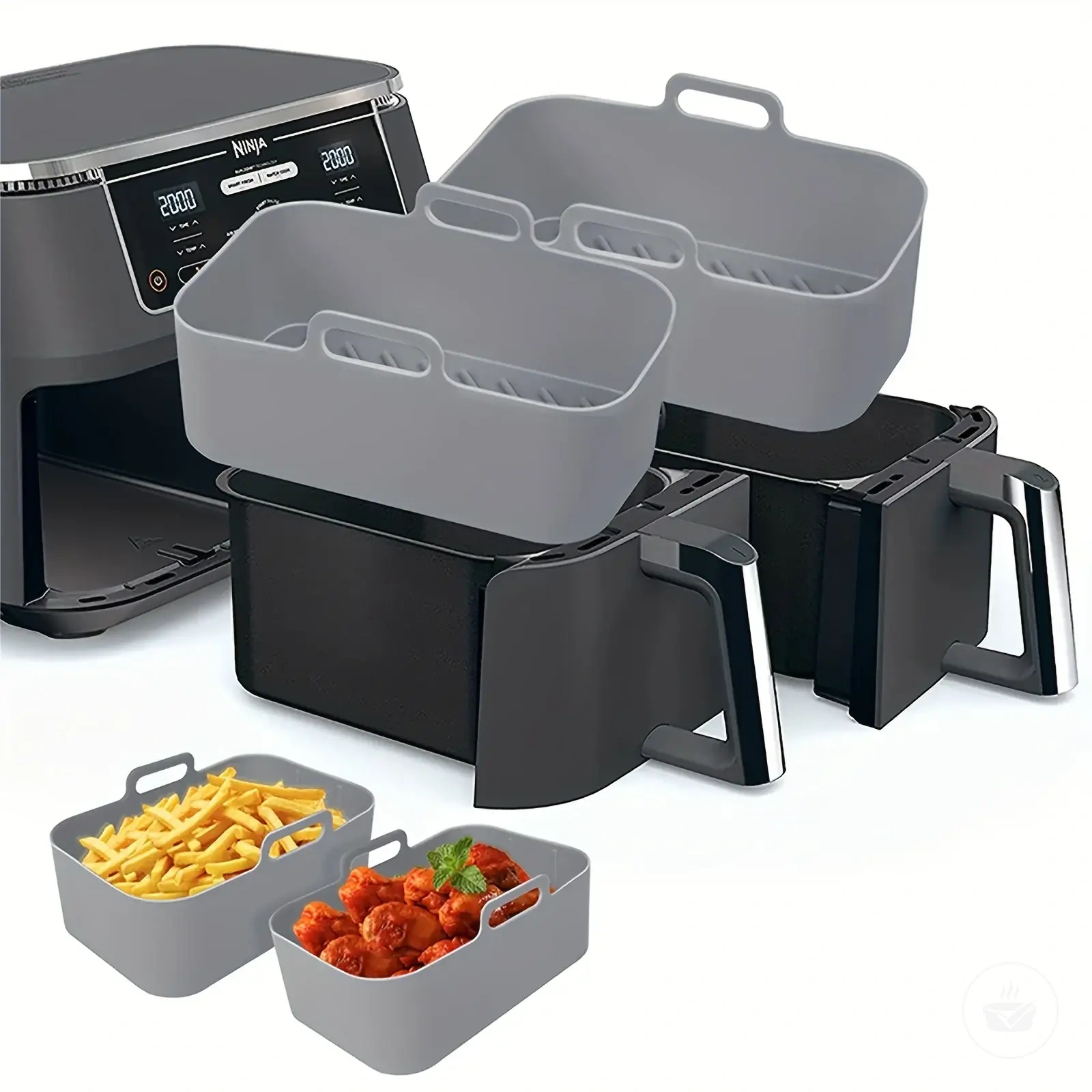 Bandeja reutilizable de silicona para freidoras de aire Ninja de doble cesta.