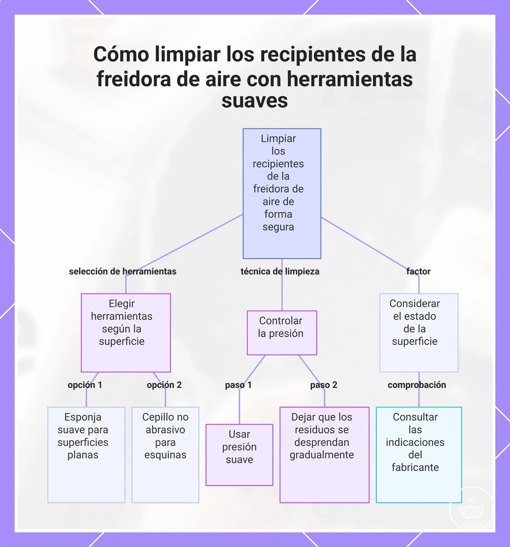 Cómo limpiar los recipientes de la freidora de aire con herramientas suaves