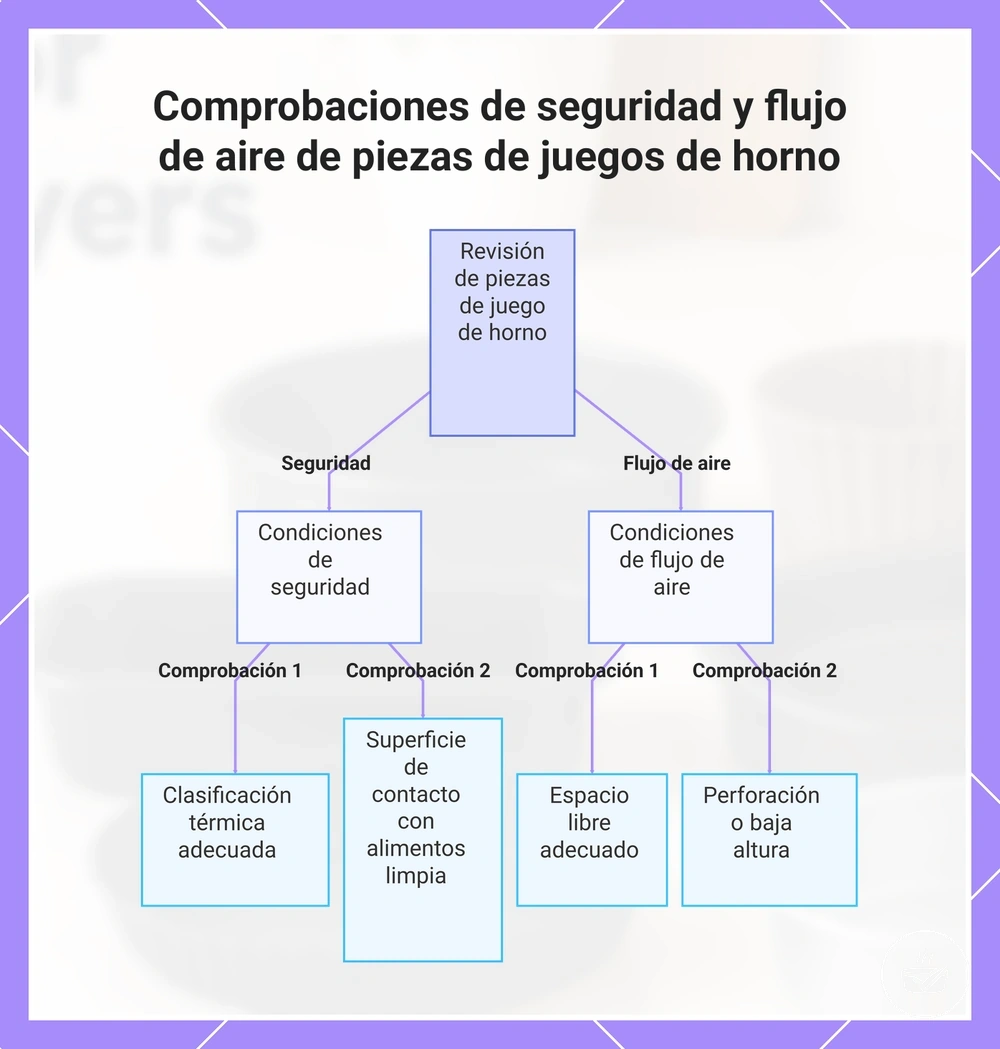 Comprobaciones de seguridad y flujo de aire de piezas de juegos de horno