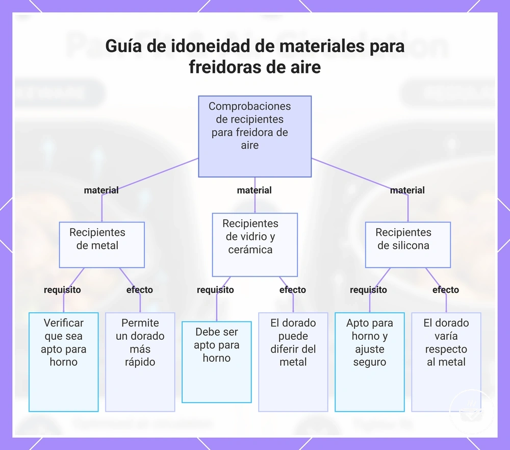 Guía de idoneidad de materiales para freidoras de aire