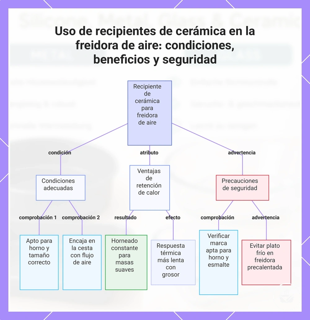 Uso de recipientes de cerámica en la freidora de aire: condiciones, beneficios y seguridad