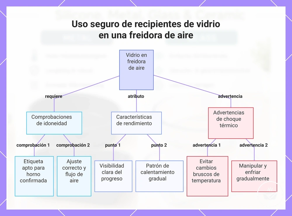 Uso seguro de recipientes de vidrio en una freidora de aire