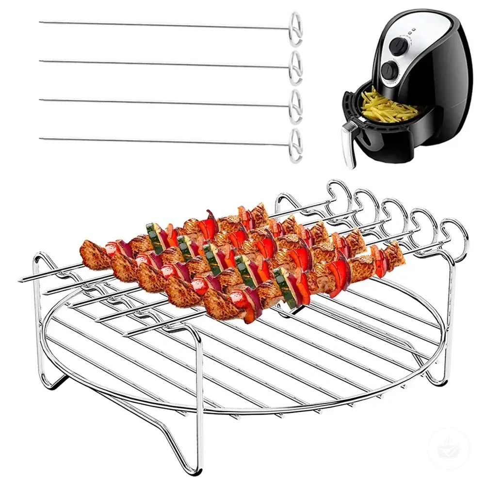 Plateau grille en acier inoxydable pour air fryer, cuisson vapeur, grill et cuisson au four.