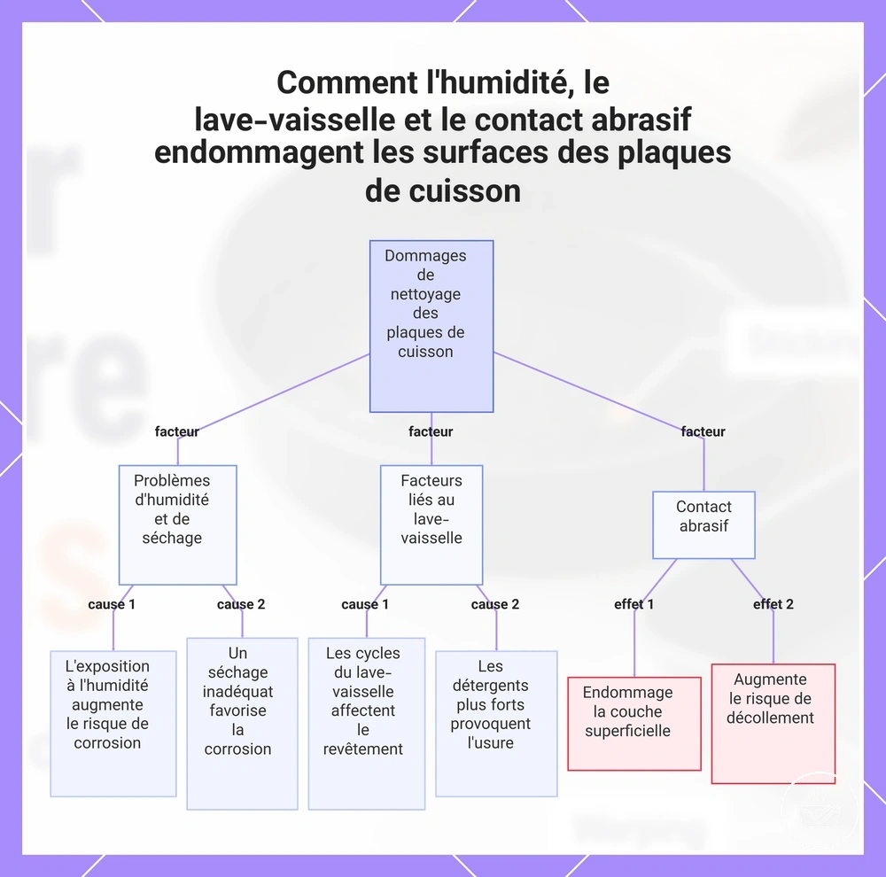 Comment l'humidité, le lave-vaisselle et le contact abrasif endommagent les surfaces des plaques de cuisson