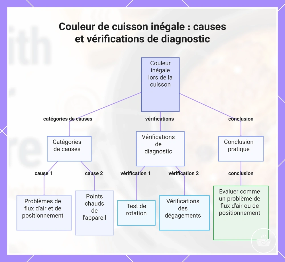Couleur de cuisson inégale : causes et vérifications de diagnostic