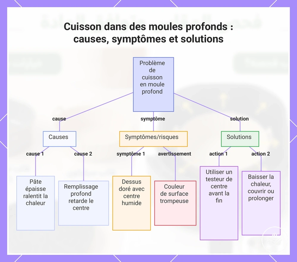 Cuisson dans des moules profonds : causes, symptômes et solutions
