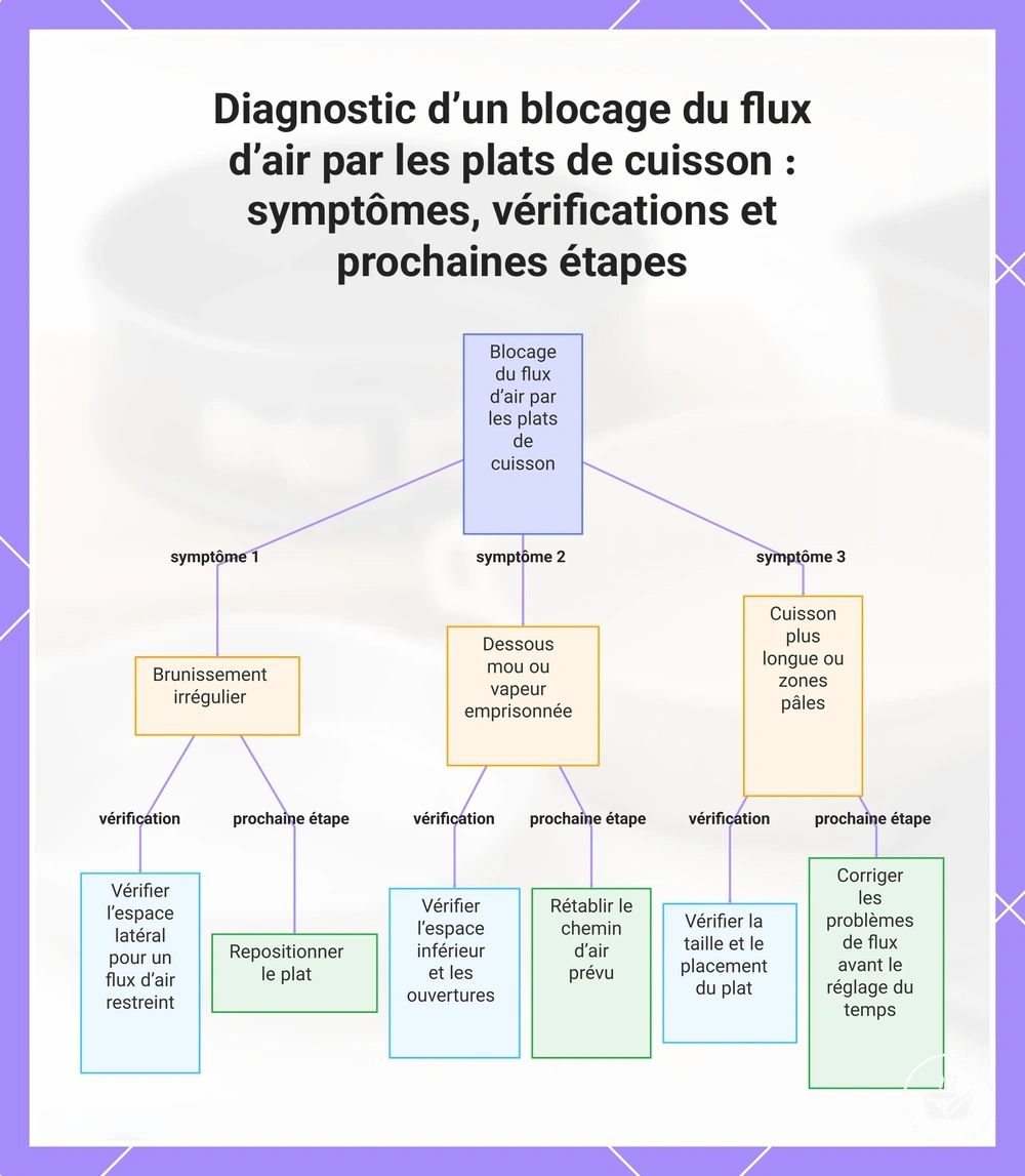 Diagnostic d’un blocage du flux d’air par les plats de cuisson : symptômes, vérifications et prochaines étapes