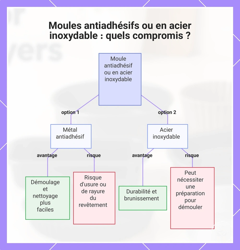 Moules antiadhésifs ou en acier inoxydable : quels compromis ?