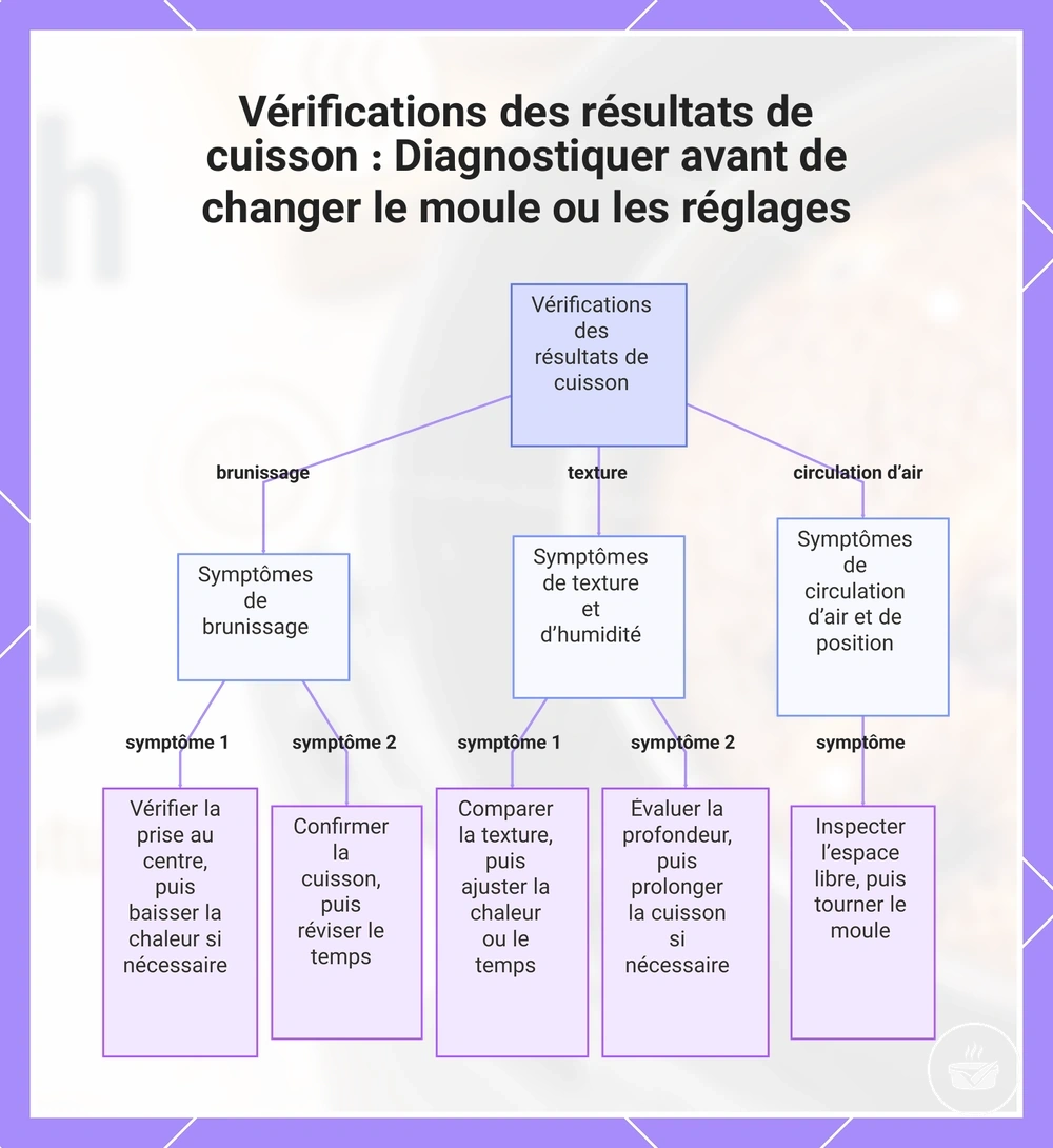 Vérifications des résultats de cuisson : Diagnostiquer avant de changer le moule ou les réglages