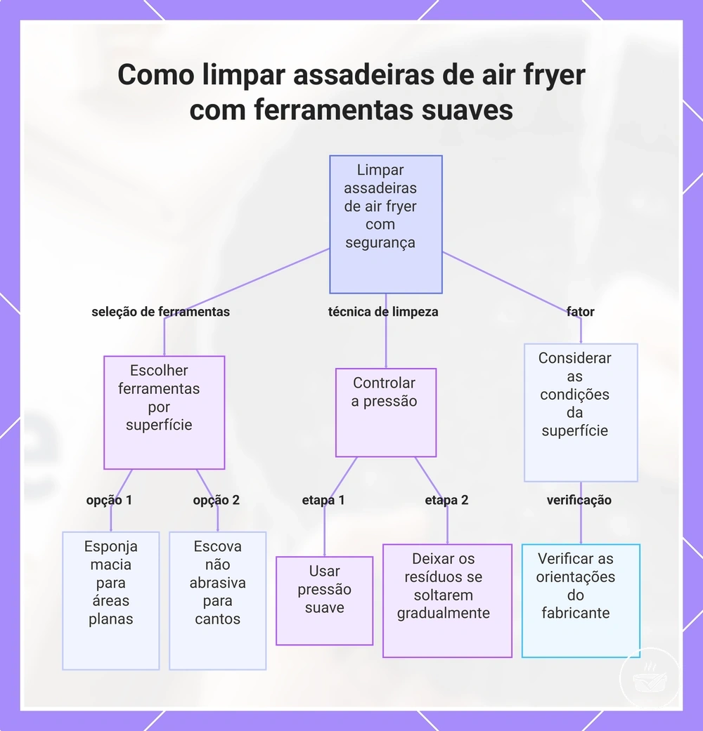 Como limpar assadeiras de air fryer com ferramentas suaves