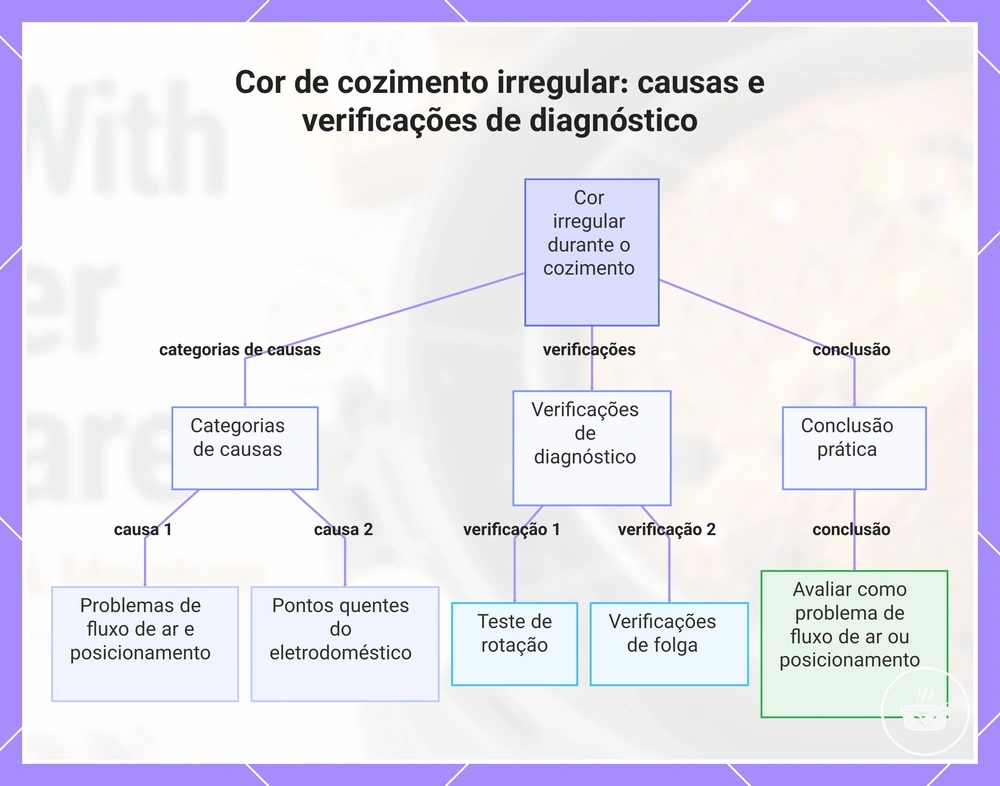 Cor de cozimento irregular: causas e verificações de diagnóstico