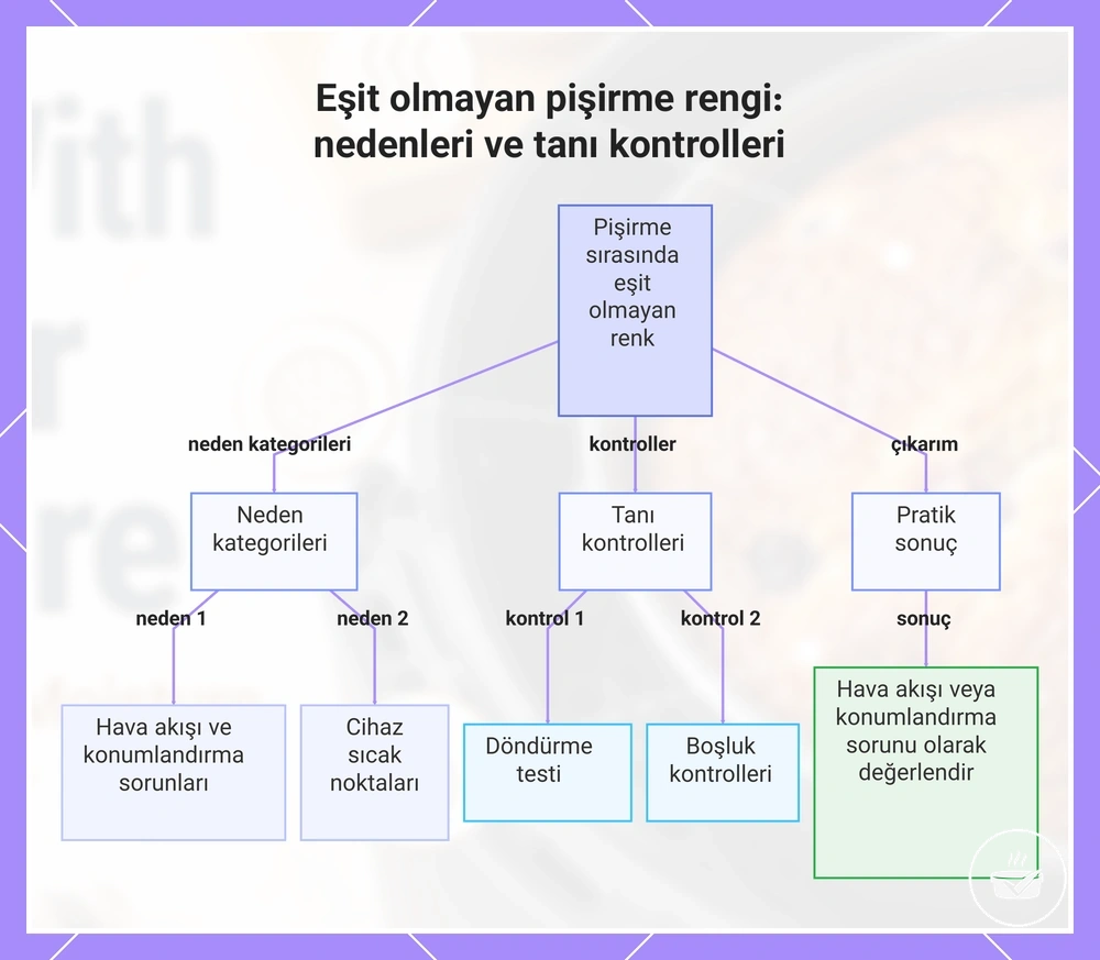 Eşit olmayan pişirme rengi: nedenleri ve tanı kontrolleri