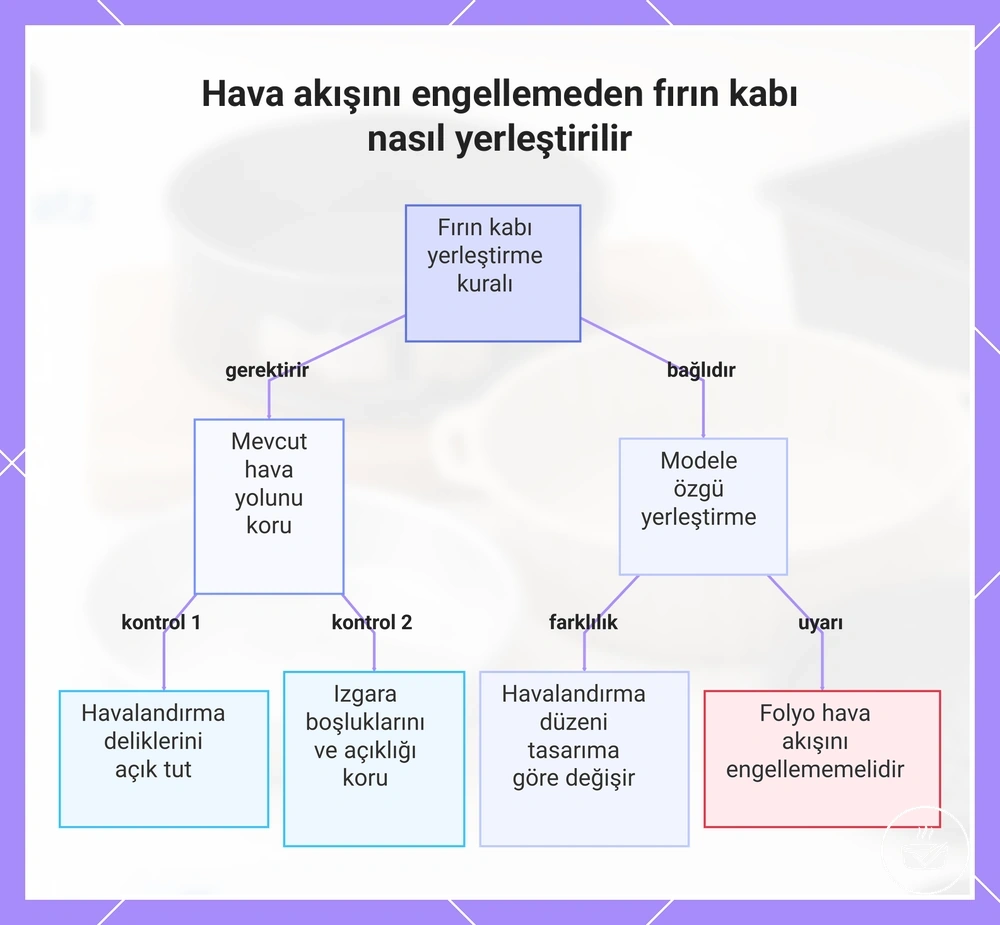 Hava akışını engellemeden fırın kabı nasıl yerleştirilir