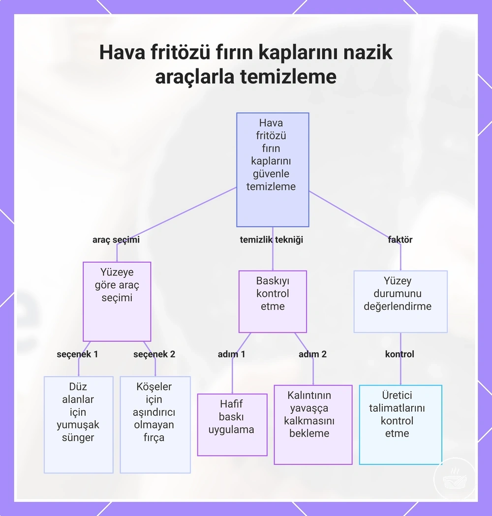 Hava fritözü fırın kaplarını nazik araçlarla temizleme