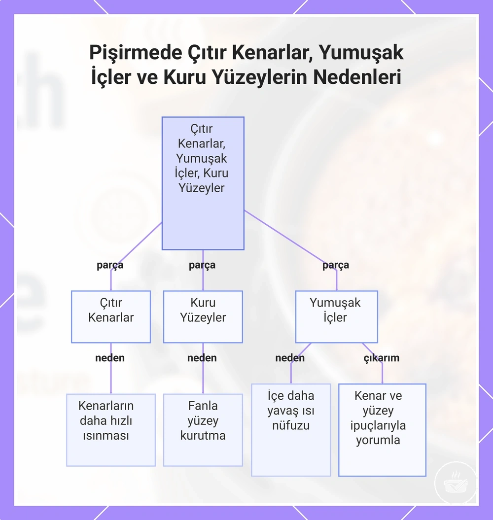 Pişirmede Çıtır Kenarlar, Yumuşak İçler ve Kuru Yüzeylerin Nedenleri